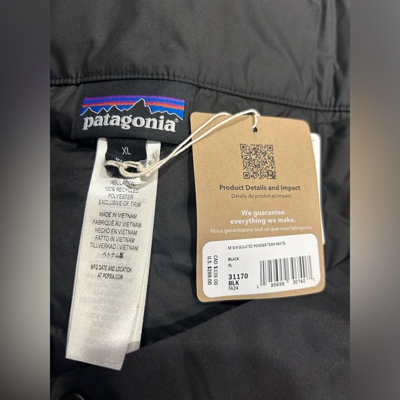 Patagonia Men's XL Insulated Powder Town Snow Ski Snowboard Pants Black NWT - Picture 4 of 8